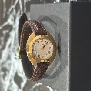 Bulova Gold Watch with Brown Strap